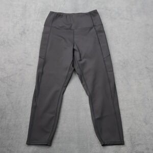Nicole Miller Sport Womens Gray High Rise Cropped Active Leggings Pockets Small